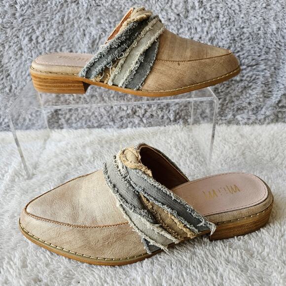 Mi.Im Women's Genuine‎ Tilli Leather Fabric Wrapped Slip On Mules Size 6 Brown - Picture 1 of 5